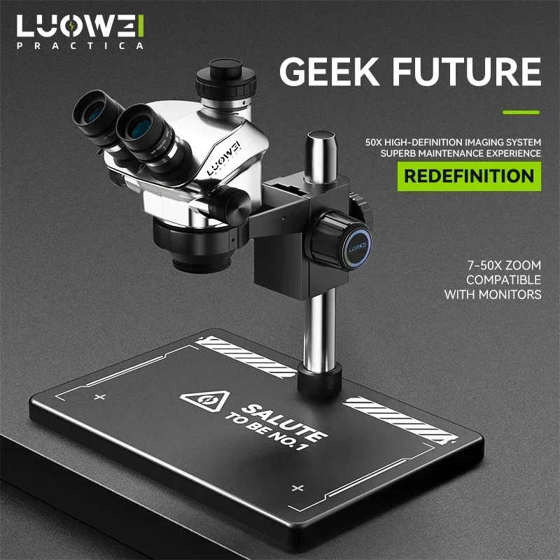 Stereo Trinocular Microscope Pcb - LUOWEI TR02-B3TV ثلاثي العينيات مجهر ستيريو