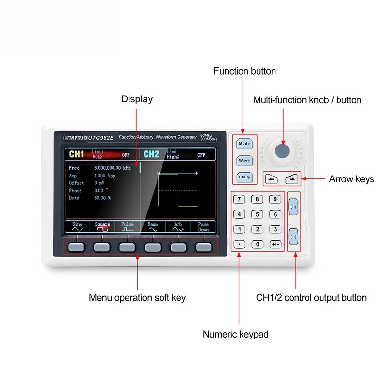 مولد إشارات وظيفي UTG932E UTG9 - مراجعة Function Arbitrary Waveform Generator وسعره