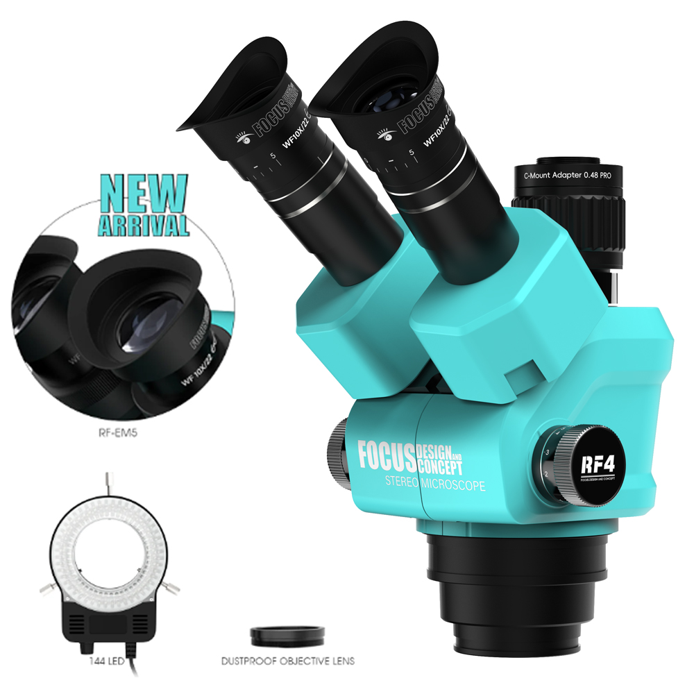مجهر RF4 ثلاثي العينيات RF-655 - مراجعة Stereo Trinocular Microscope Pcb وسعره